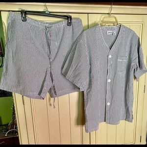 🎉The Vermont Country Store Striped Seersucker Pajama Short Set🎉 NWOT